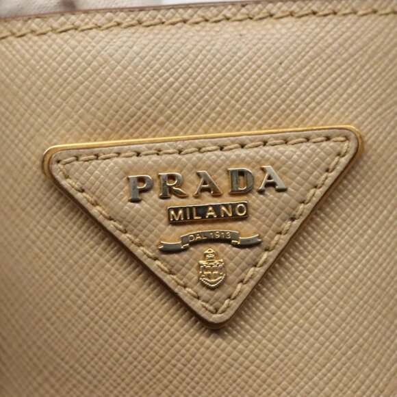 PRADA Hand Bag Safiano Leather 2way Beige Gold Auth - Picture 8 of 15
